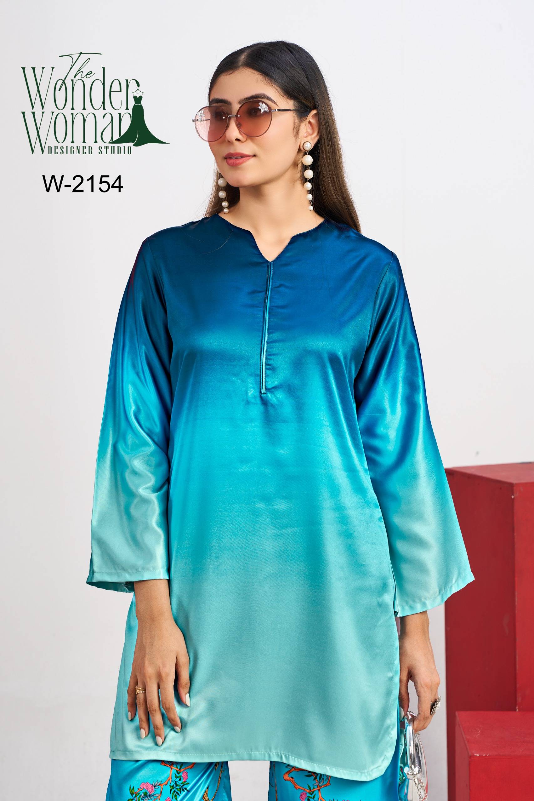 W-2154  by The wonder woman Beautiful satin real kurta Stitched Dresses At Wholesale Price